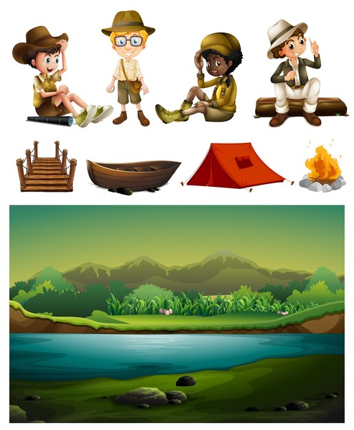 Camping y muchos niños