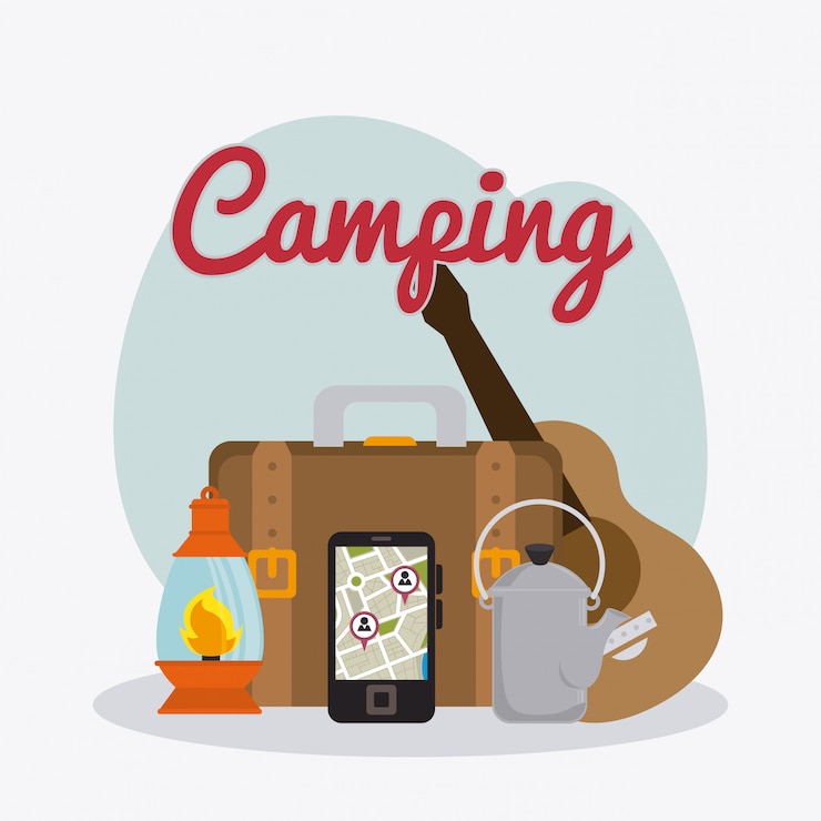 Vector gratuito camping, viajes y vacaciones.