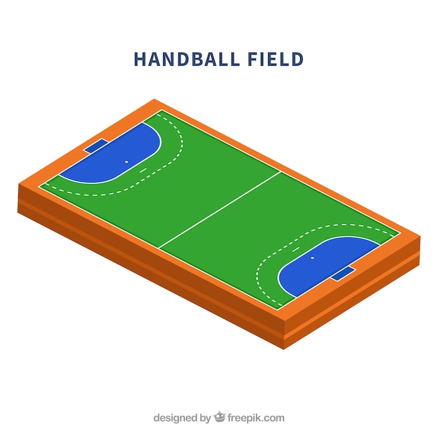 Campo de balonmano en estilo isométrico