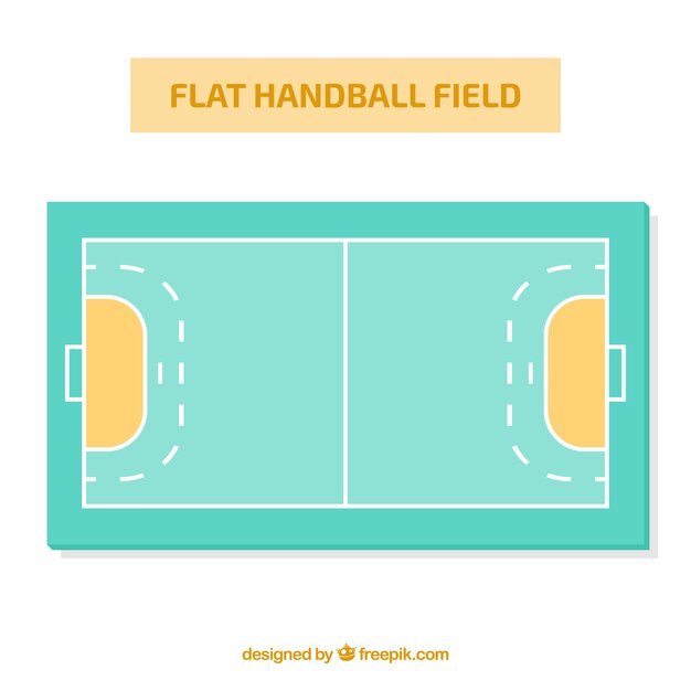 Campo de balonmano en estilo plano