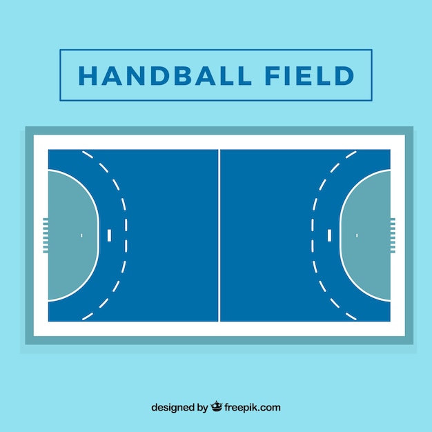 Campo de balonmano en estilo plano