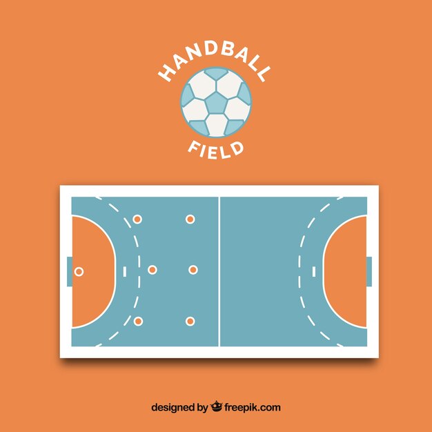 Campo de balonmano en estilo plano