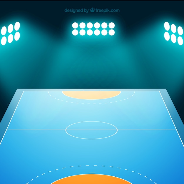 Campo de balonmano con perspectiva