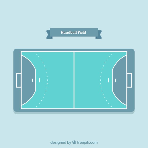 Campo de balonmano con vista superior en estilo plano