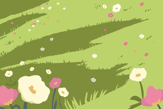 Vector gratuito campo con fondo de escena de flores