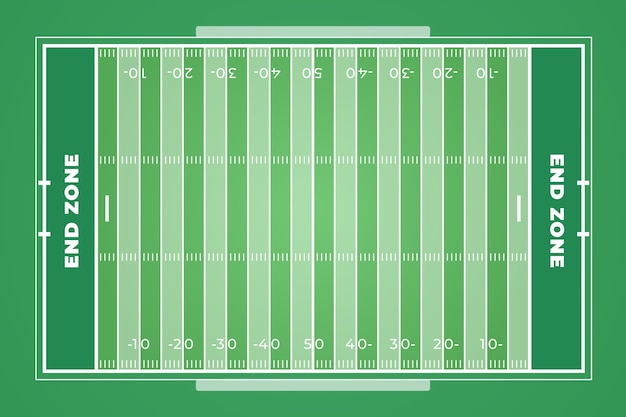 Campo de fútbol americano de diseño plano