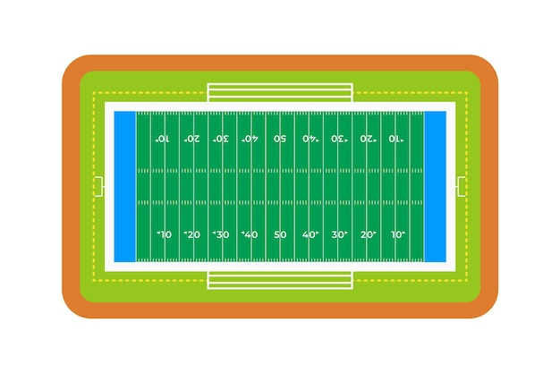 Campo de fútbol americano de diseño plano