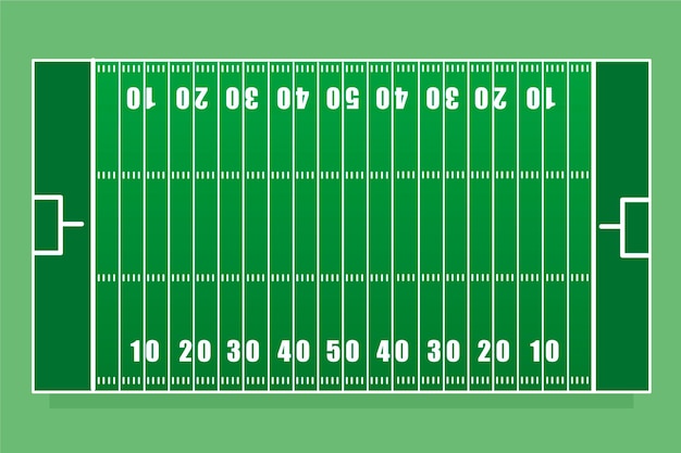 Campo de fútbol americano de diseño plano