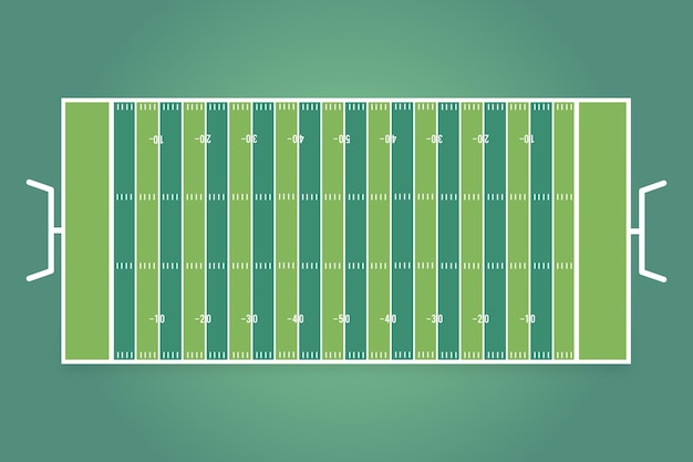 Campo de fútbol americano de diseño plano