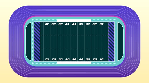 Campo de fútbol americano de diseño plano