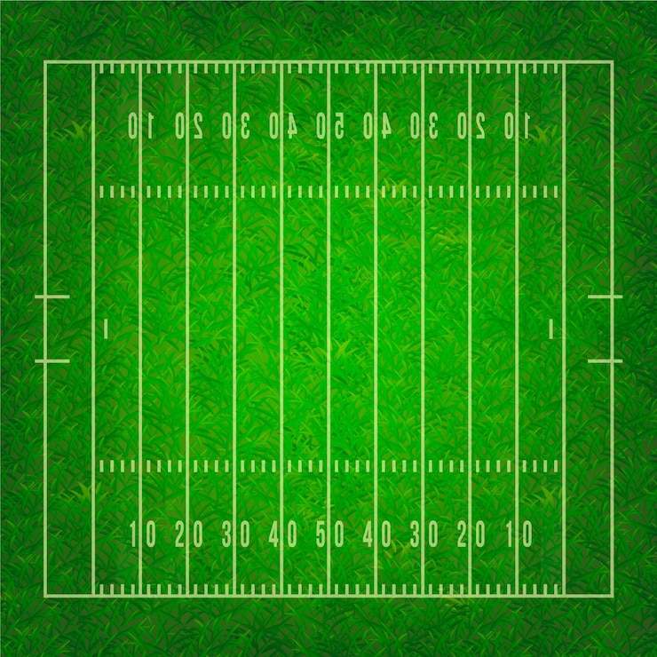 Vector gratuito campo de fútbol americano realista en la vista superior