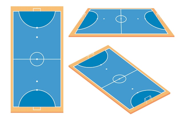 Campo de fútbol sala en diferentes perspectivas