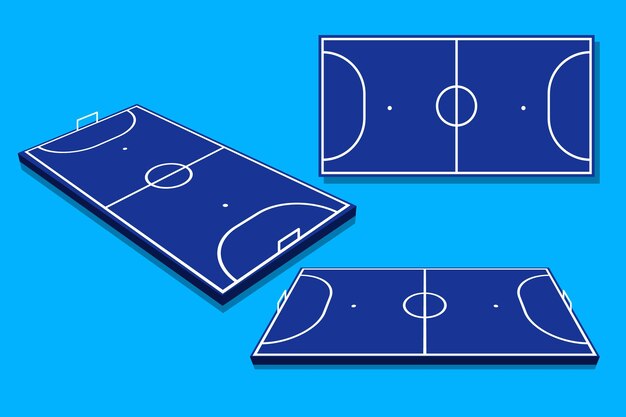 Campo de fútbol sala en diferentes perspectivas