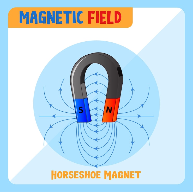 Vector gratuito campo magnético del imán de herradura