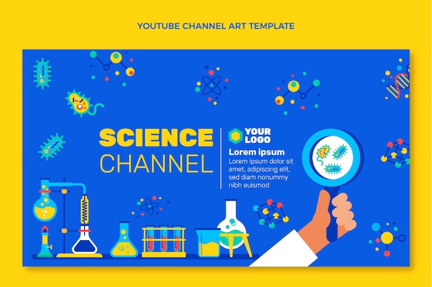 Canal de ciencia de diseño plano arte del canal de youtube