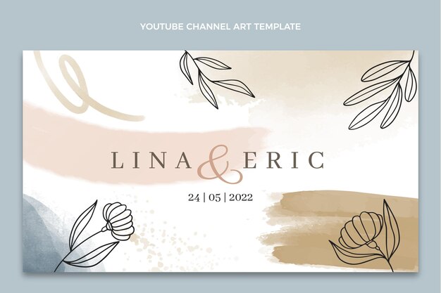 Canal de youtube de boda dibujado a mano en acuarela