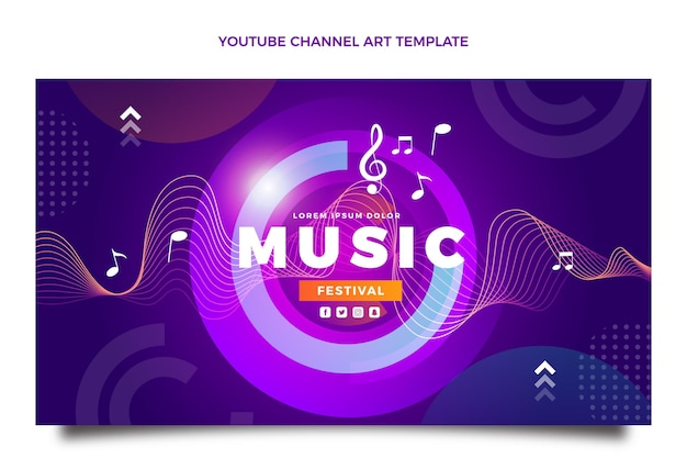 Canal de youtube del festival de música colorido degradado