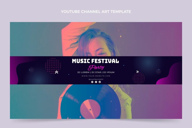 Canal de youtube del festival de música colorido degradado