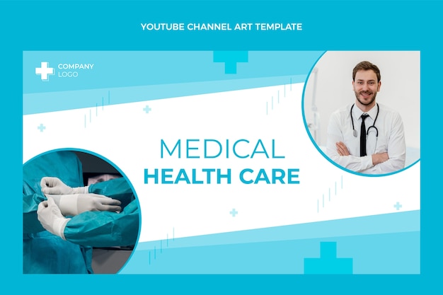 Vector gratuito canal de youtube médico de diseño plano