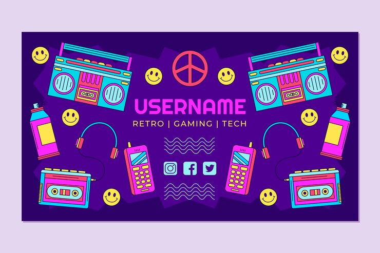 Vector gratuito canal de youtube nostálgico dibujado a mano