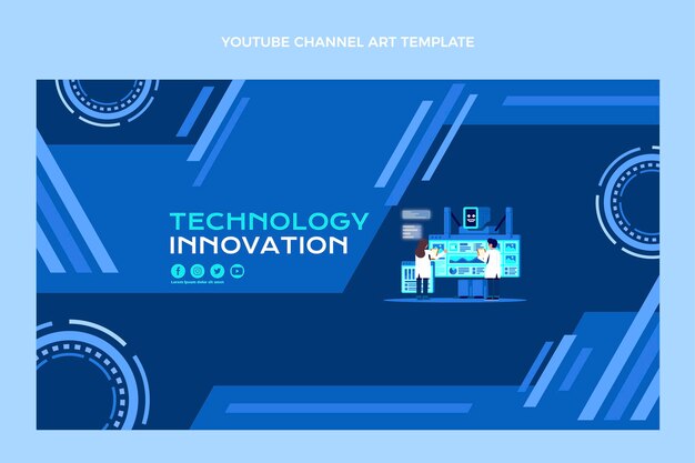 Canal de youtube de tecnología de diseño plano.