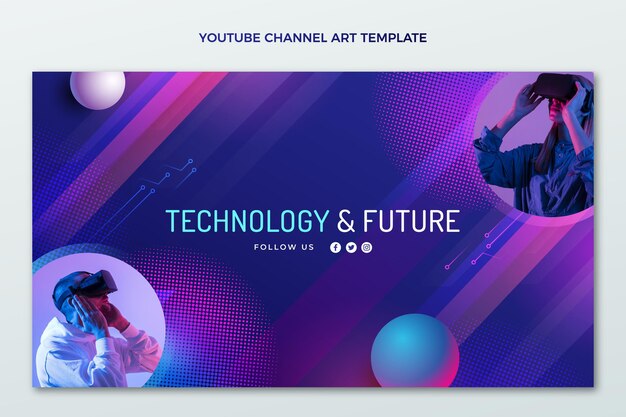 Canal de youtube de tecnología de medios tonos degradados