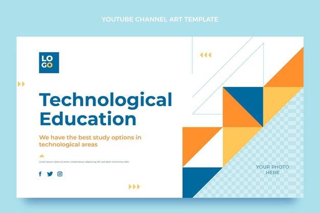 Canal de youtube de tecnología minimalista de diseño plano.