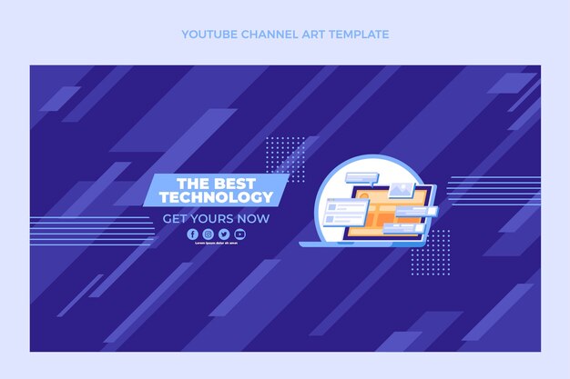 Canal de youtube de tecnología minimalista plana.
