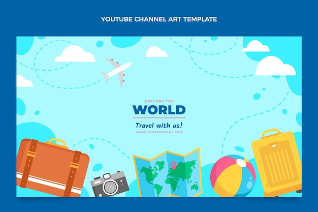 Vector gratuito canal de youtube de viajes de estilo plano