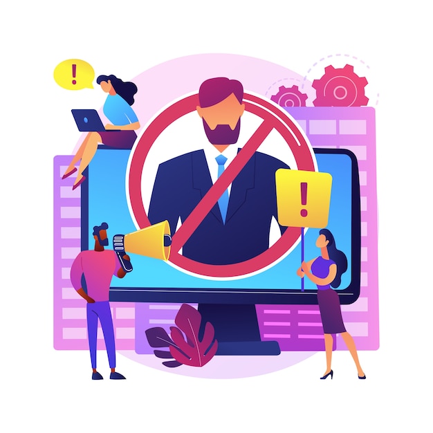 Cancelar la ilustración del concepto abstracto de cultura. Cancelar persona o comunidad, plataforma de redes sociales, crítica de Internet, figura pública, celebridad, vergüenza grupal, boicot.