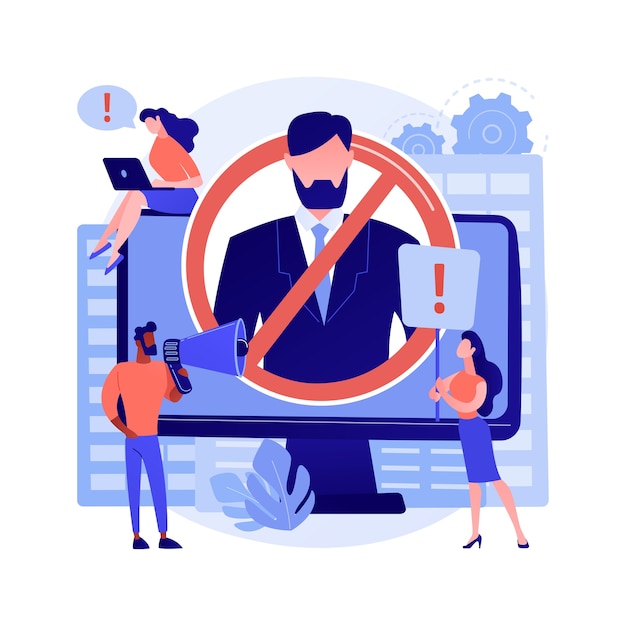 Cancelar la ilustración de vector de concepto abstracto de cultura. Cancelar persona o comunidad, plataforma de redes sociales, crítica de Internet, figura pública, celebridad, vergüenza grupal, boicotear la metáfora abstracta.