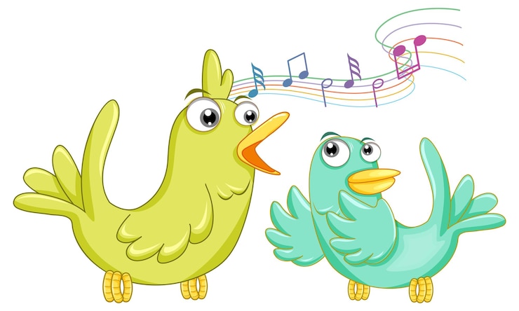 Vector gratuito canción de dos pájaros cantando