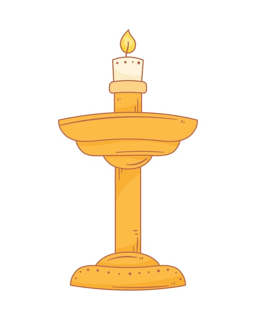 Vector gratuito candelabro dorado con vela