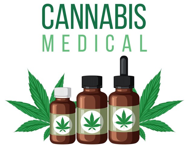 Cannabis medical en botella marrón