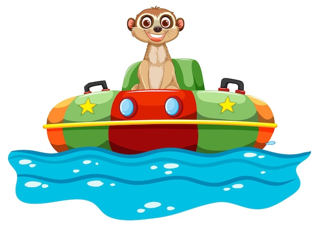 El capitán Meerkat navegando en un barco de colores