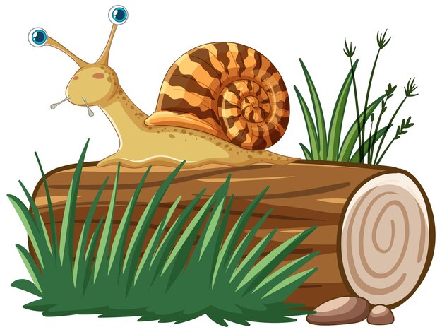 El capricho del caracol en una ilustración de tronco