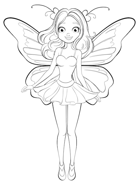 Caprichoso personaje de dibujos animados de hadas con hermosas alas