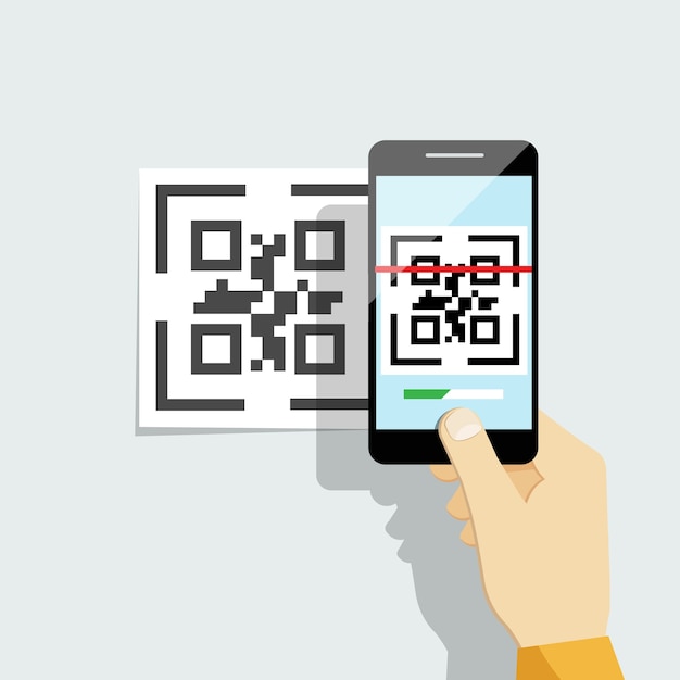 Vector gratuito capture el código qr en el teléfono móvil.