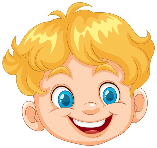 La cara alegre del niño de dibujos animados