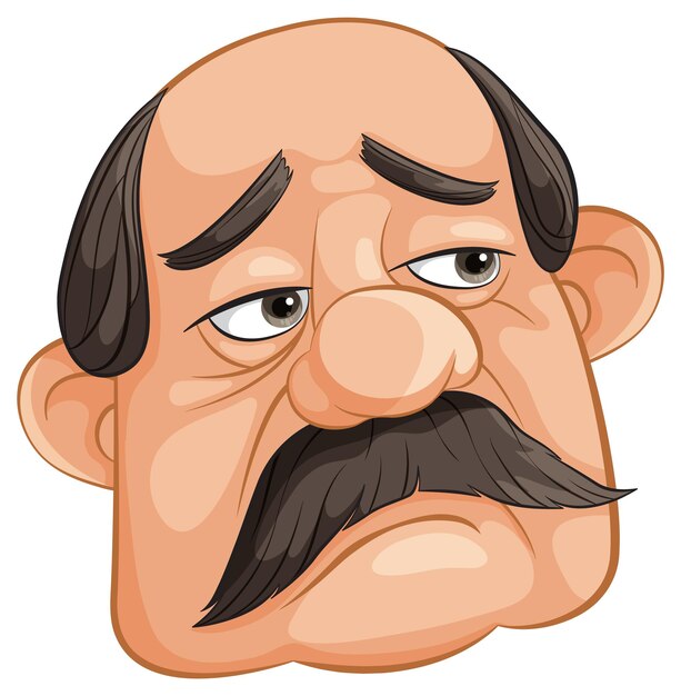 Cara de dibujos animados de un anciano malhumorado