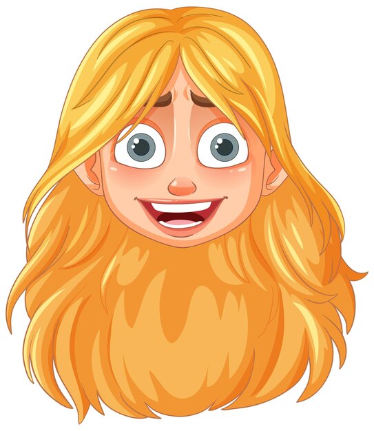 La cara feliz de las caricaturas rubias