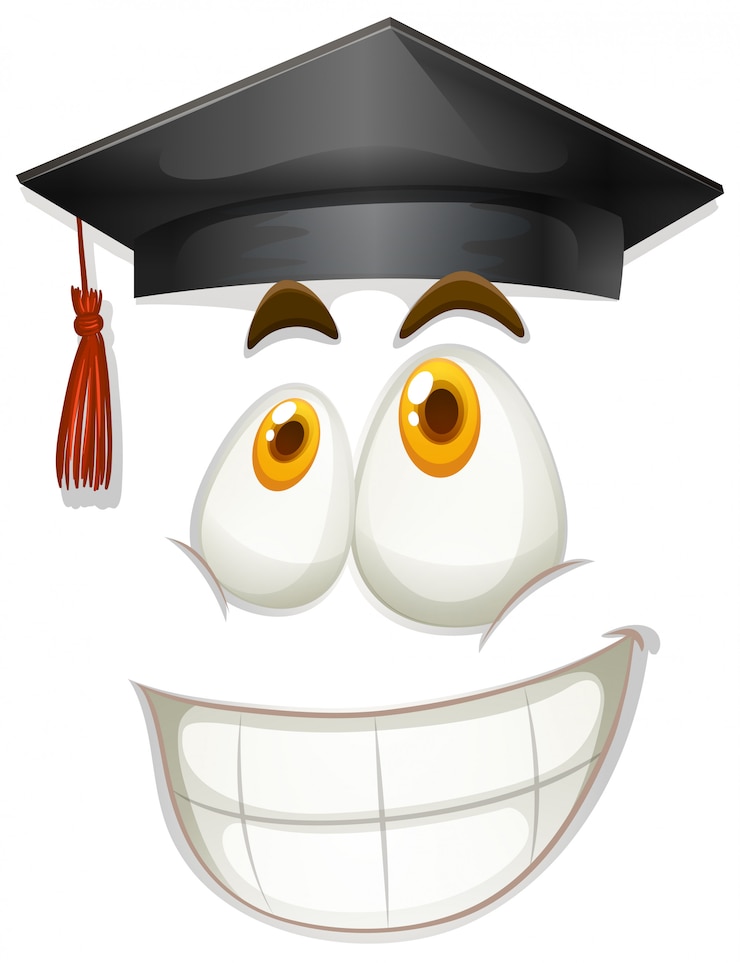 Vector gratuito cara feliz con gorro de graduación