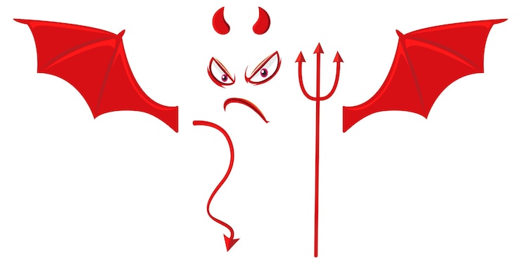 Vector gratuito cara malvada con elemento diablo