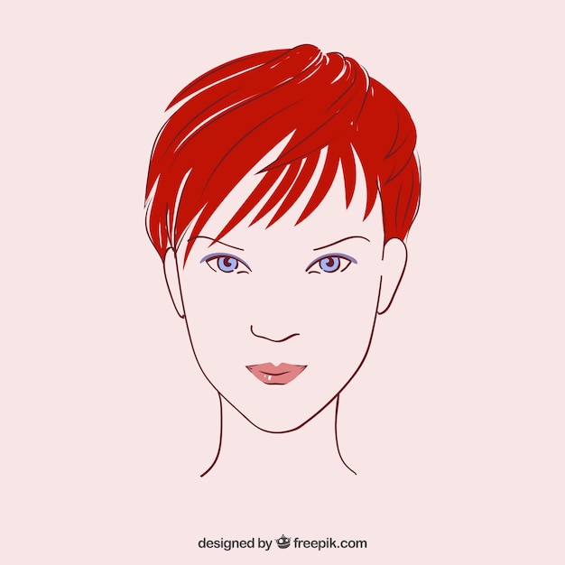 Vector gratuito cara de la mujer hermosa en estilo dibujado a mano