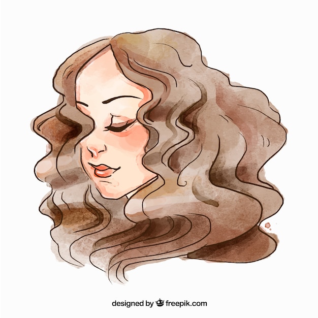 Cara de la mujer de la manera con el pelo rizado
