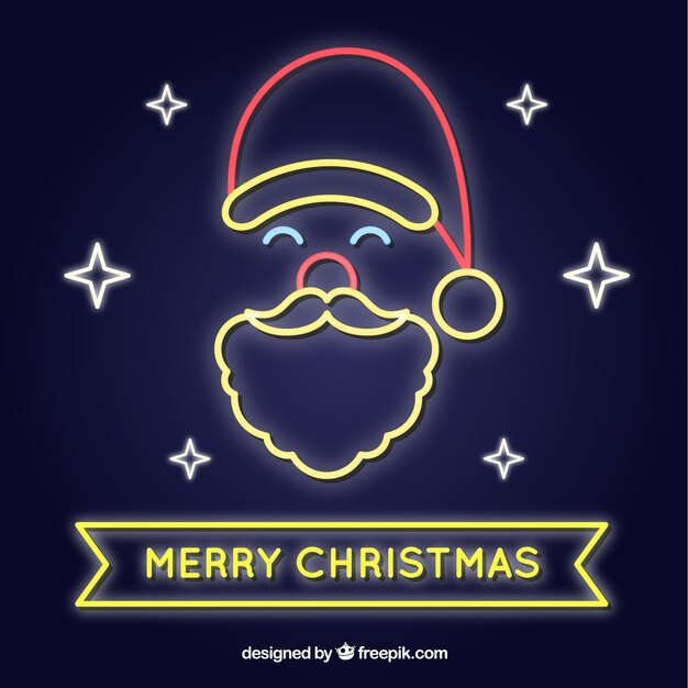 Cara de papá noel en neón