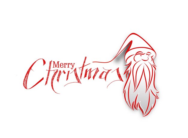 Cara del personaje de Navidad Santa Claus, estilo de dibujos animados Diseño de Santa Claus. Feliz Navidad texto - ilustración vectorial