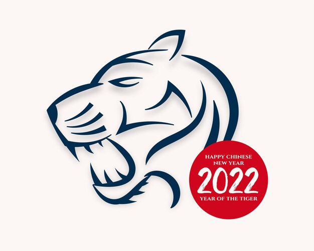 Cara de tigre dibujada a mano para el año nuevo chino 2022