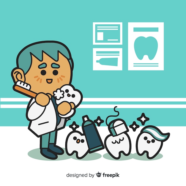 Carácter de diseño plano hombre dentista