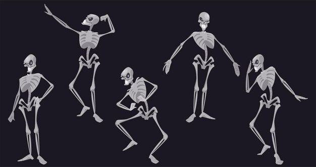 Carácter de esqueleto humano en diferentes poses.